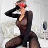 Sexy Jumpsuit Pajamas Underwear Sexy One-Piece Long Sleeve Leopard Print Fishnet Clothes Sleepwear Underwear