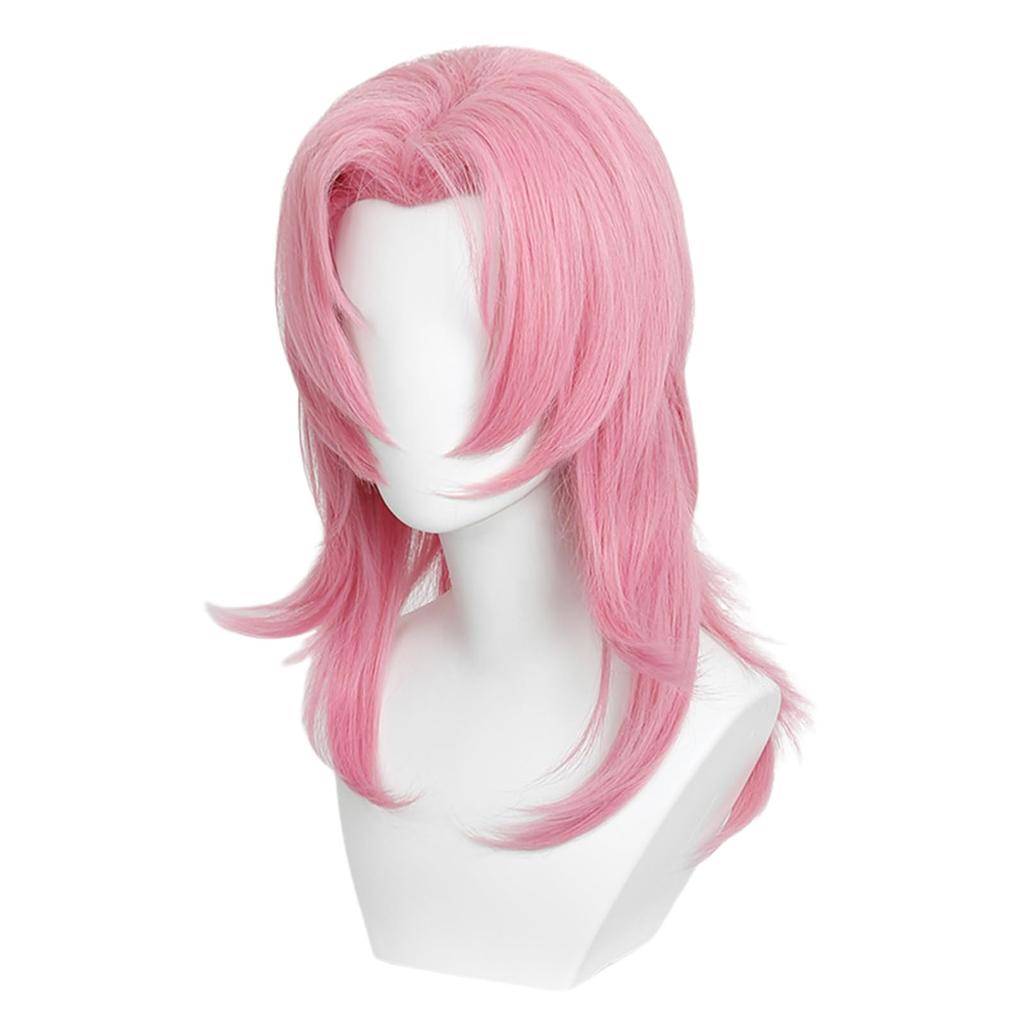 Light pink mid-part anti-warped hair chemical fiber synthetic wig | animated KPop Demon Hunters character romantic role-playing