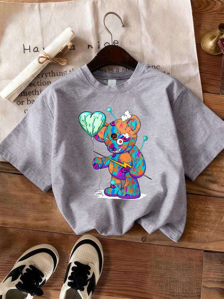 Kawaii Ok Cartoon Bear Graphic Printed TShirts Women Casual Short Sleeve Tops Soft Loose T Shirt Summer ONeck Womans Clothes