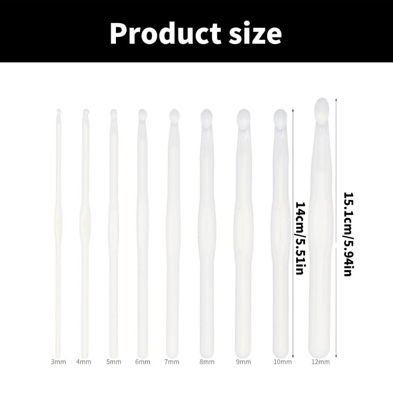 9Pieces White Acrylics Crochet Hook 3-10mm 12mm Ergonomic Handle Crochet Hook Needle for Beginner Experienced Hobbyist