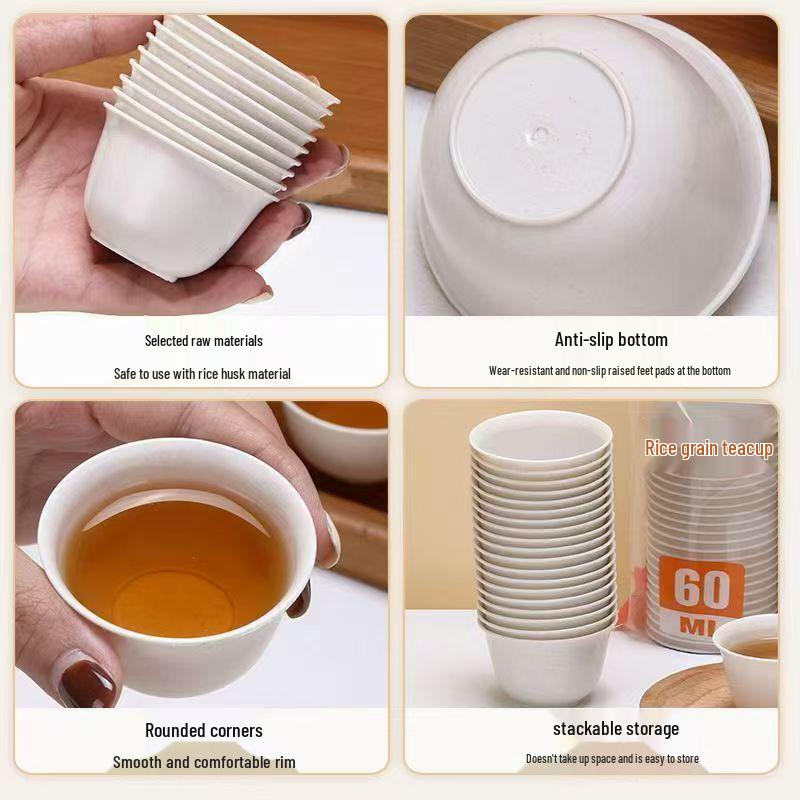 Biodegradable High-Temperature Resistant Rice Husk Tea Cup for Office and Aviation Use
