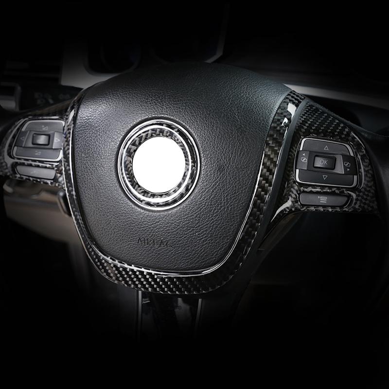 Car Carbon Fiber Interior Steering Wheel Panel Switch Button Cover Trim For VW Touareg 2011 2012 2013 2014 2015 2016 2017