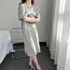 Pure Cotton Short Sleeve Breastfeeding Dress - Mid-Length Maternity/Postpartum Nightdress for Hot Mom Style