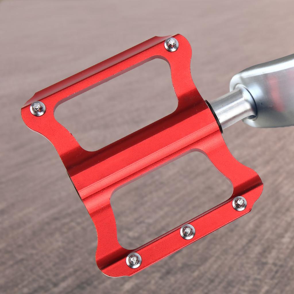 Road Bike   Flat Pedal Aluminum Alloy Non-Slip   Pedal Bike Accessory(Red )