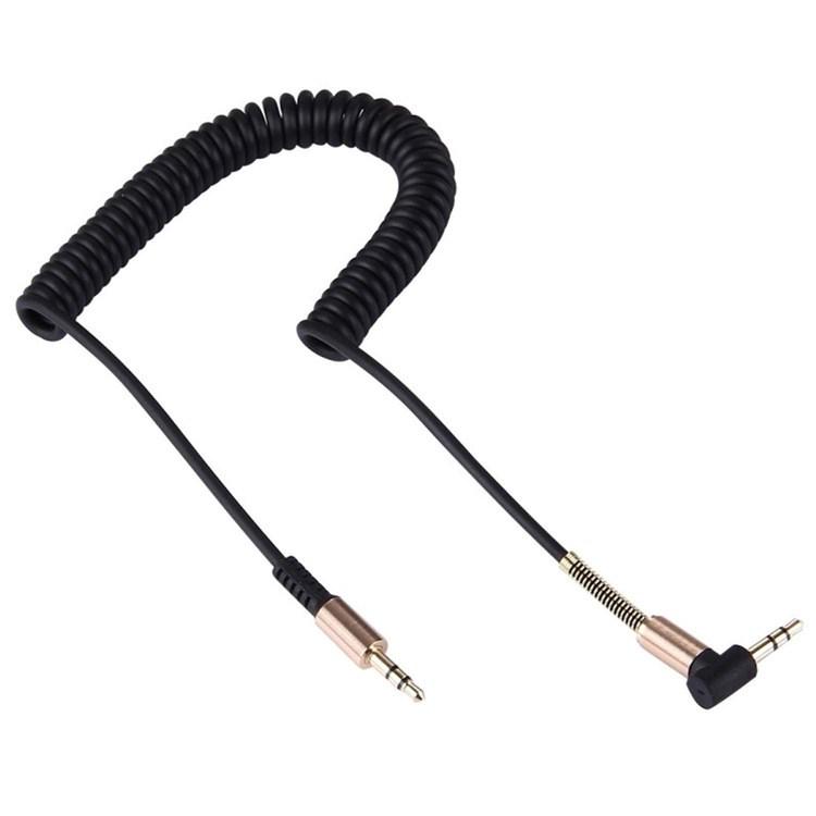 Retractable 3.5mm Male-to-Male AUX Audio Car Extension Cable for Mobile Phones and Speakers.