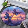 Butterflies Sunset Round Area Rug,Carpet Rug for Living Room Bedroom Sofa Playroom Decor,Non-slip Floor Mat