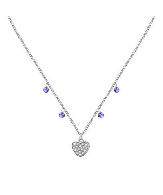 Stahlkette mit klarem Kristall und Tansanit-Perlen LPS10ASD16 Für Damen