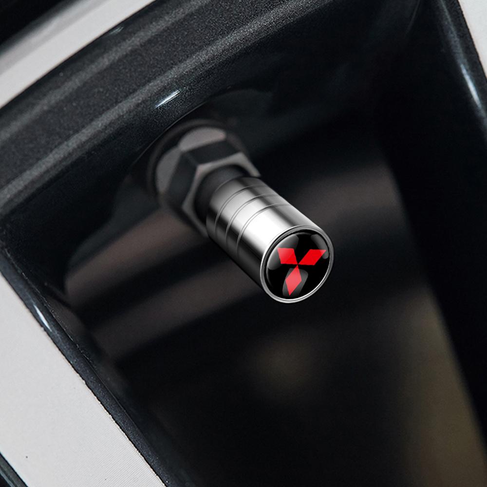 Gjbf4 4pcs Car Tire Valve Caps Auto Motorcycle Bicycle Wheel Hub Valve Stem Cover Decor For Mitsubishi Ralliart L200 Pajero Eclipse