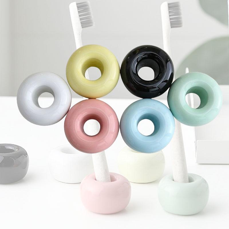 Fashionable Ceramic Toothbrush Rack Personalized Toothbrush Base Multiple Colors 4.5*2.8cm