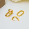 Trendy Electroplated Oval U-Shaped Copper Earrings for Women