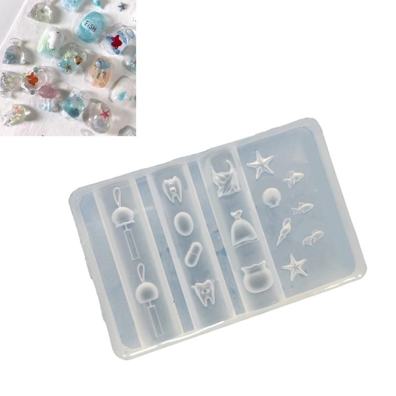 Nail Art Moulds Silicone Template Nail Designing Tool Ocean Series Silicone Handmade Molds for Manicure Creation