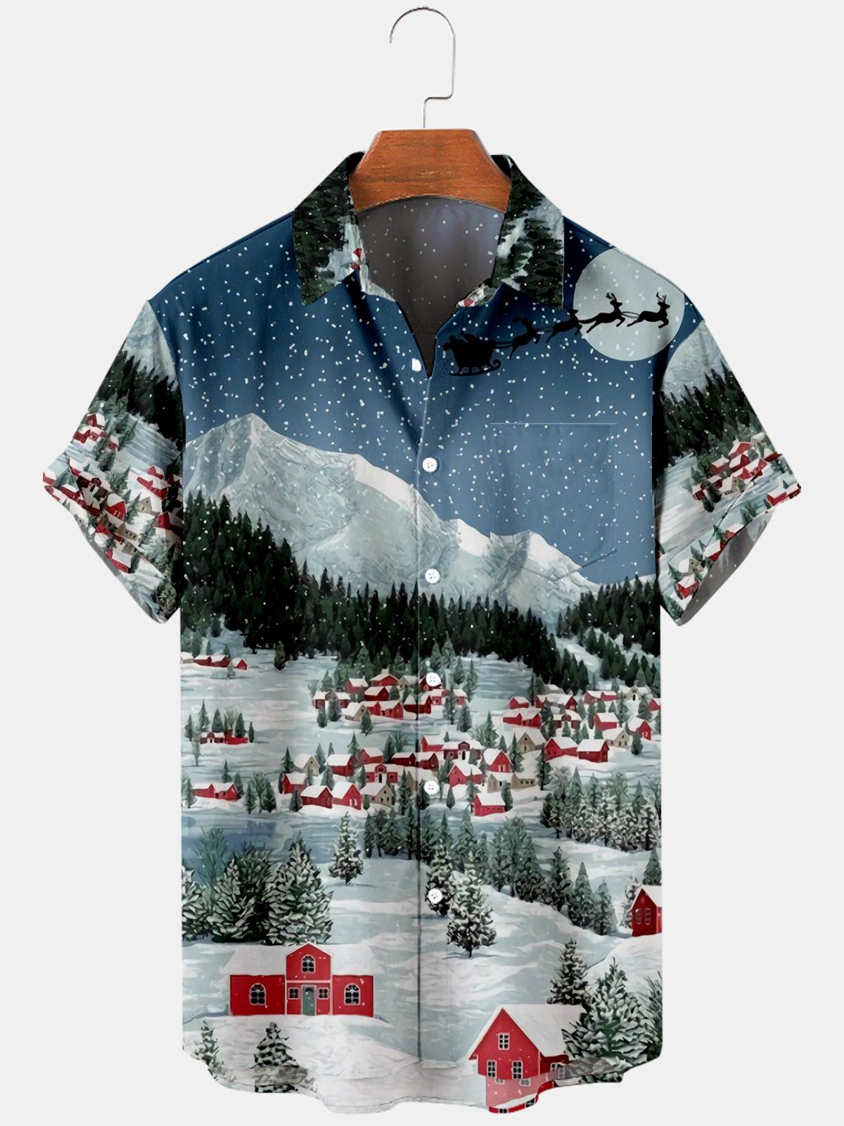 

2025 New Christmas T-shirt For Men Hawaii High-quality Men s And Women s Beach Trend Cool Short-sleeved Oversized Shirt M синій