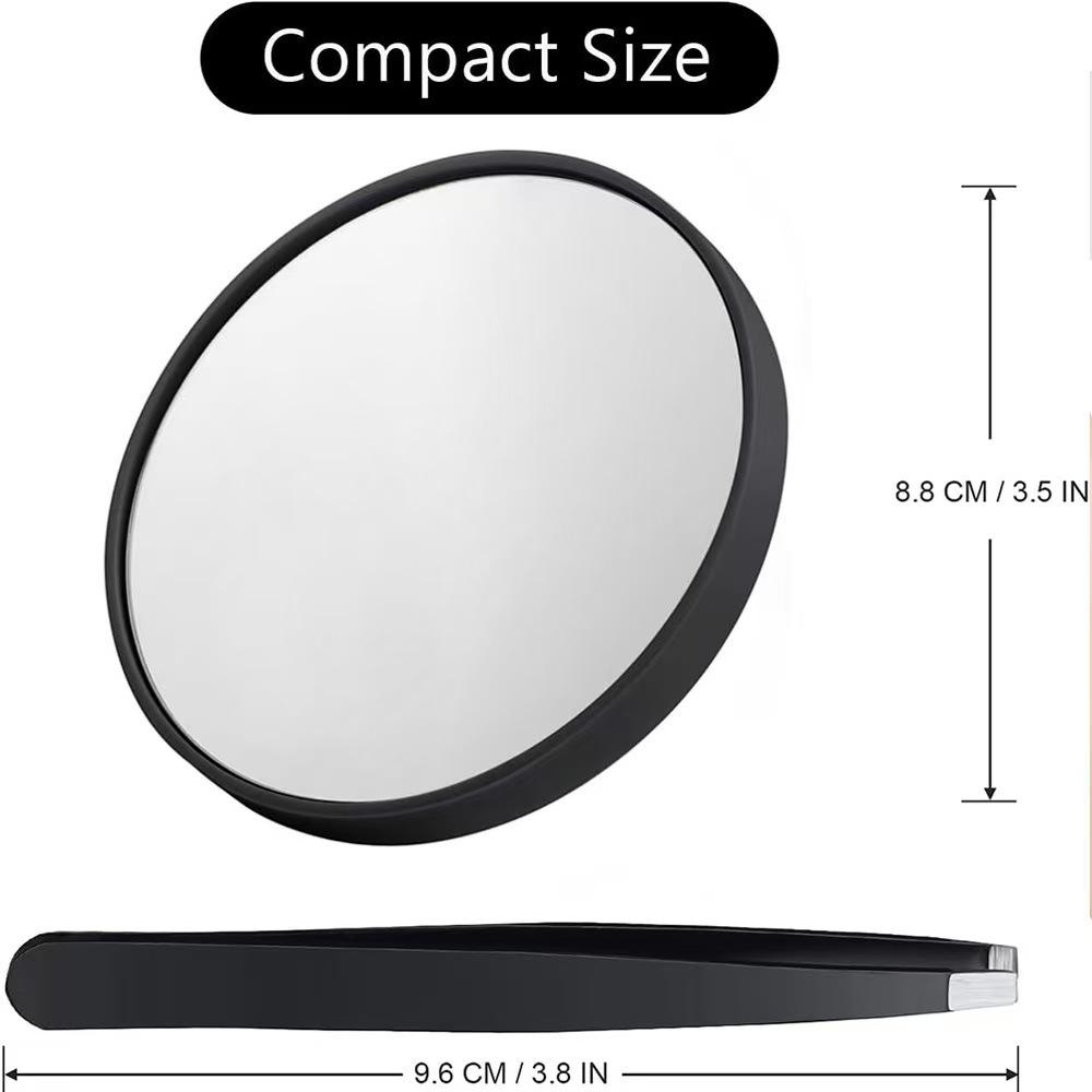 Oglindă Compactă HD de Mărire pentru Machiaj cu Ventuză - Portabilă 40/50x Mică Rotundă de Mână Asistent de Frumusețe