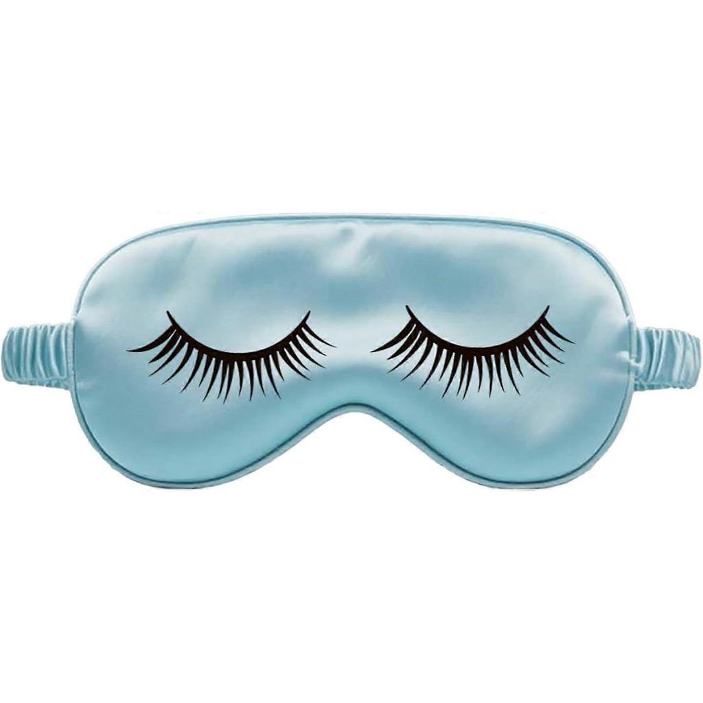 Mulberry Natural Silk Sleep Mask for Kids with Adjustable Elastic Strap, Super Cute Sleeping Eye Mask for Children, Size S, (Blue with Eyelashes)