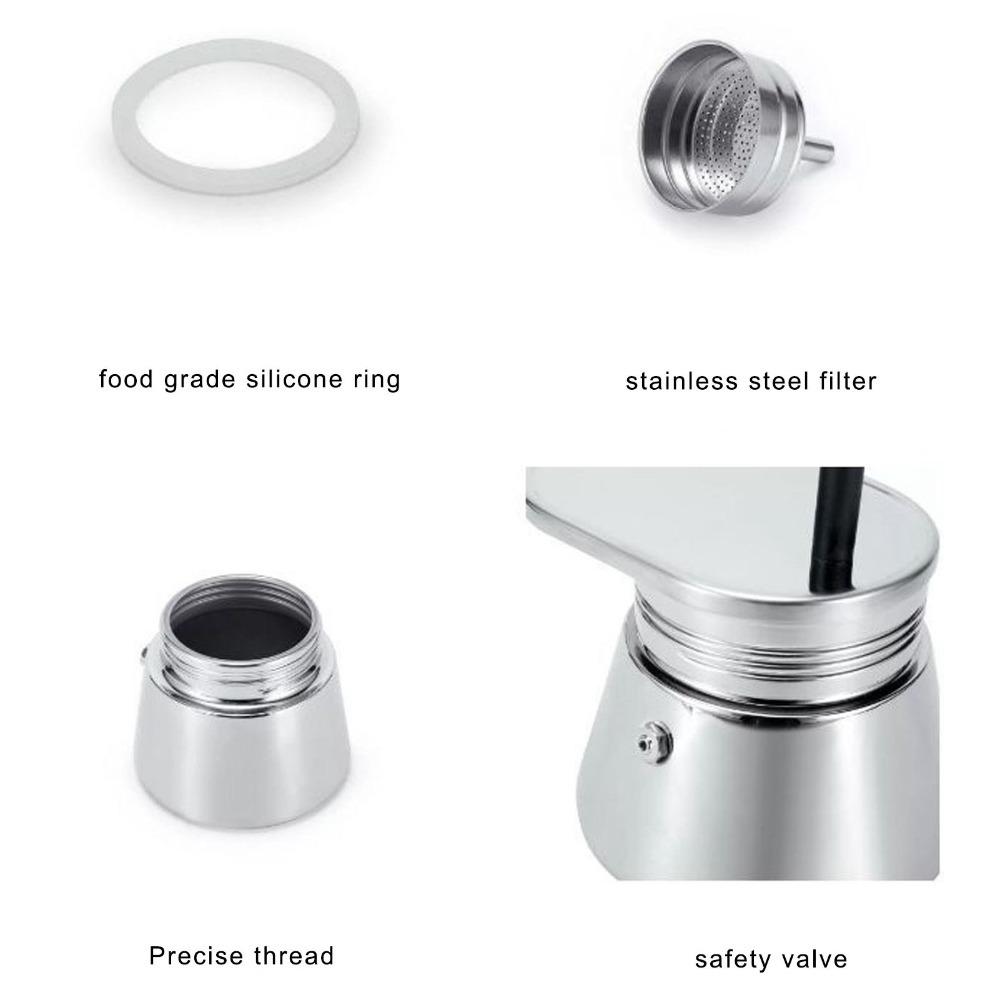 Hand Pour Mocha Coffee Pot Stainless Steel Mini Coffee Maker For Home Office 50ml/1 Cup