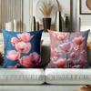 Floral Patterned Cushion Covers Blue Background Decor Polyester pillowcase, sofa decorative cushion cov Headboard Pillow
