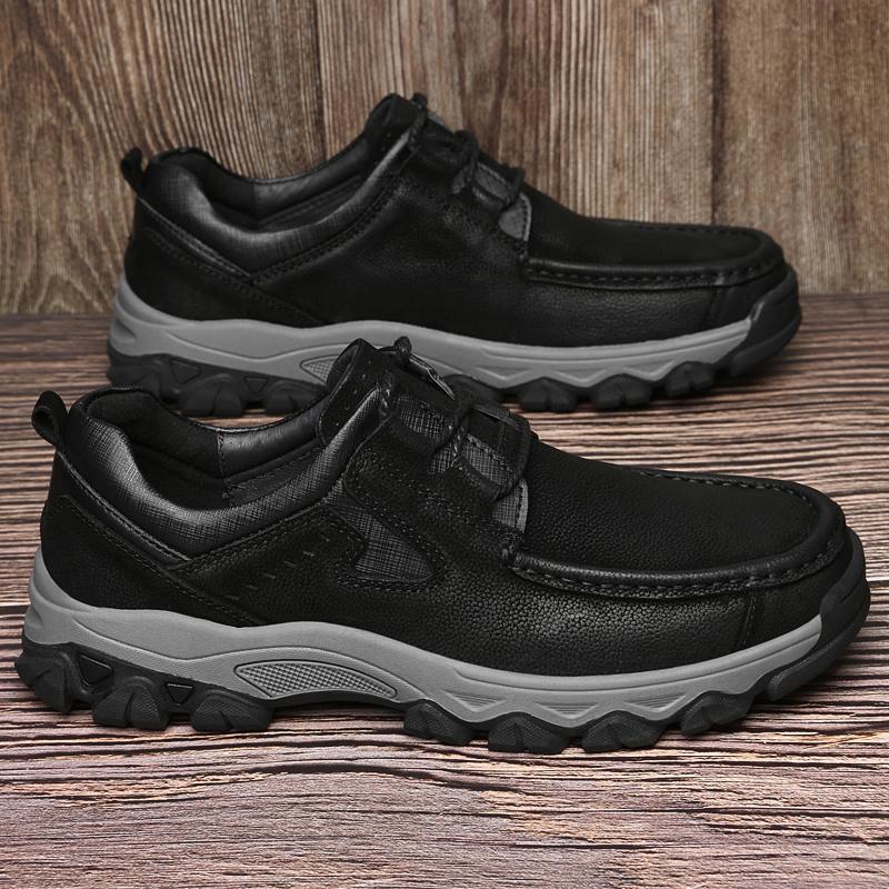 Genuine Leather Mens Loafers Outdoor Slip on Casual Shoes Comfy Moccasins Walking Shoes Non-Slip Driving Footwear Treking Shoes