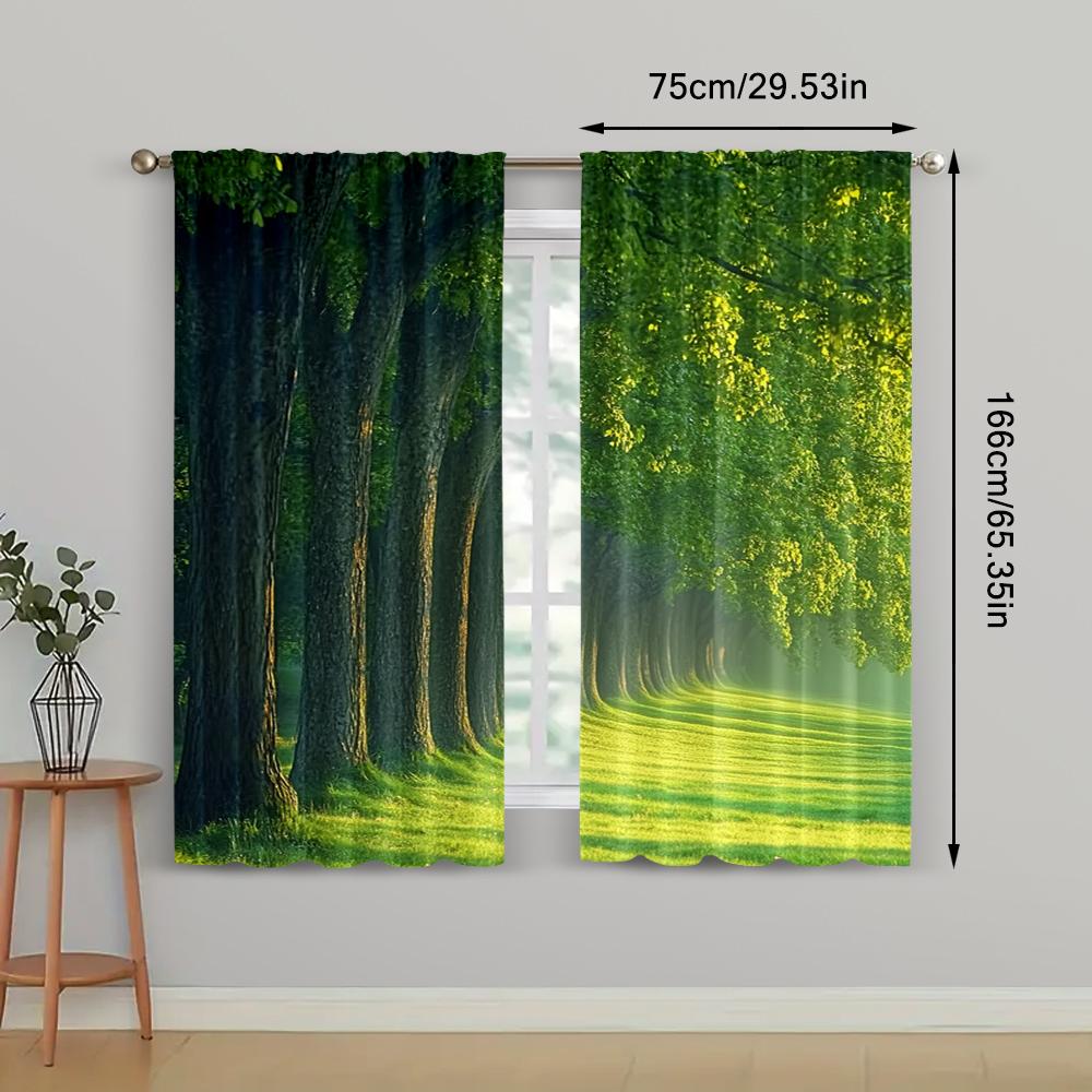 2pc,  Window Drapes Forest1 Blackout  Polyester Wall Decor Suitable for Room/bedroom/Window Decor
