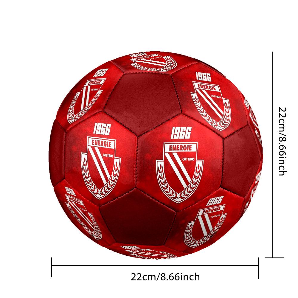 Energie Cottbus Logo Size 5 Soccer Ball, Machine-Stitched PVC, Durable & High Bounce, All Ages Fit, Fan Merchandise, Matches & Outdoor Use.