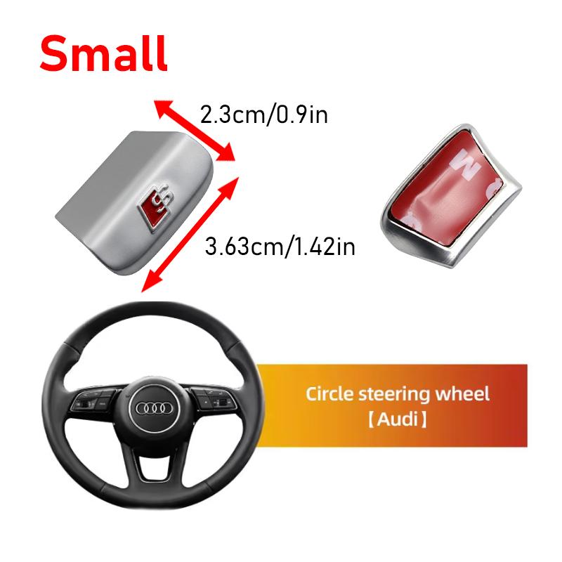 For Audi RS3 1Pc 3D Metal Car Steering Wheel Badge Logo Emblem Sticker For Audi A7 A3 A4 A6 A5 Q5 A1 Q7 Q3 Q4 TT SQ5 RSQ3 RS Q8 S3 S4 RS5 RS6