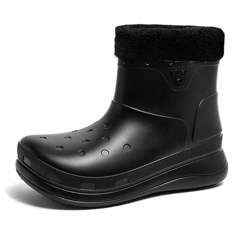 

Дождевики мужские новые модные простые короткие туфли для воды теплые и толстые подошвы мягкие подошвы удобные резиновые бахилы 39