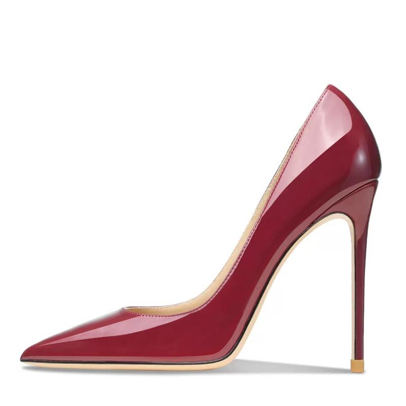New Sexy Cm Pointed Head Shallow Mouth Patent Leather Stiletto Wedding Banquet Large Size Women's Shoes