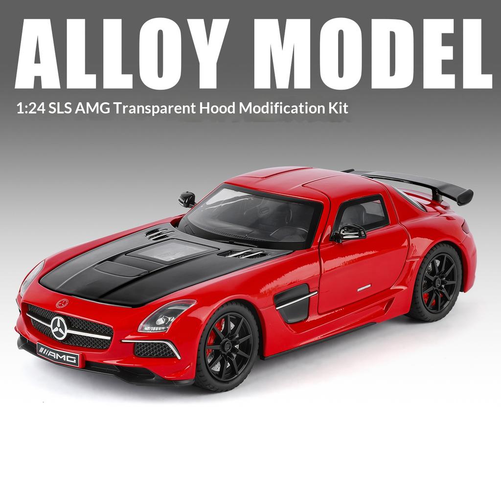 Alloy Die-cast 1/24 Scale SLS-AMG Modified Coupe Model Simulation Sound and Light Transparent Hood Boy Toy