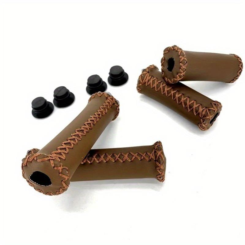 City Retro Bicycle Folding Bike Grips Artificial Leather 90mm 123mm Handlebar Grips Soft and Comfortable Bicycle Grips