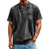 Men's Casual Short Sleeve Henley Shirt Lightweight Breathable Button Front Pocket Tee Top