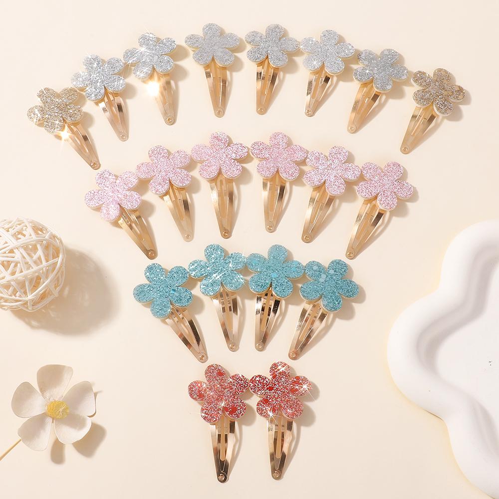 24Pcs Geometric  Hair Clip Glitter DropletColorful Gradient  Girls Children Bangs BB Alloy Hairpins Headclips Hair Accessories