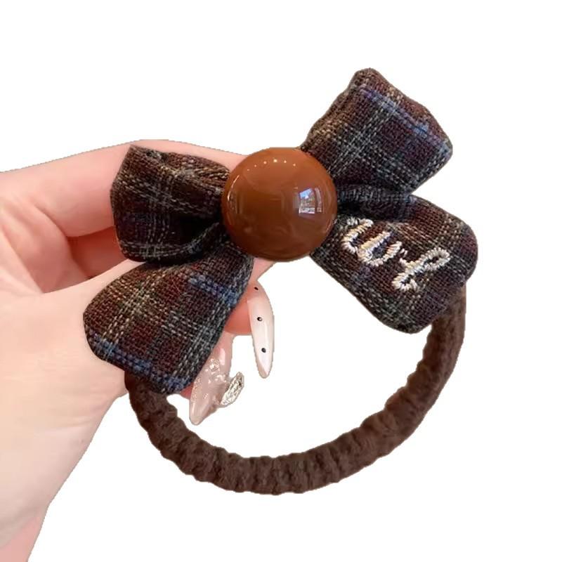 Korean Style Plaid Bow Hair Scrunchies For Kids Girls Elastic Hair Bands Ponytail Holder Sweet Hair Ties Children Hair Accessories