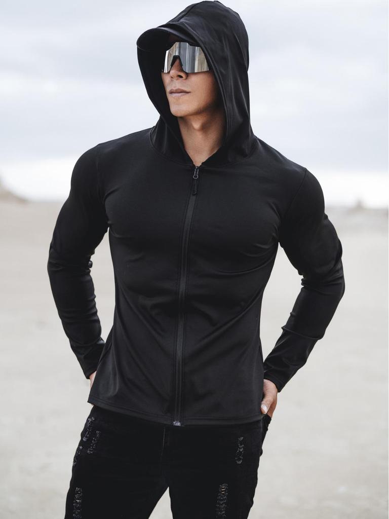 Herren Quick-Dry Langarm Fitness Laufen Sport Reißverschluss Hoodie