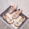 Girls Flat Shoes Mesh Breathable Kids Princess Shoes Big Bow Sweet Bear 2025 New Children Leather Shoes Round Toes Love Heart