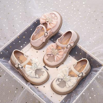 Mädchen Ballerinas Mesh Atmungsaktiv Kinder Prinzessin Schuhe Große Schleife Süßer Bär 2025 Neu Kinder Lederschuhe Runde Zehen Liebesherz