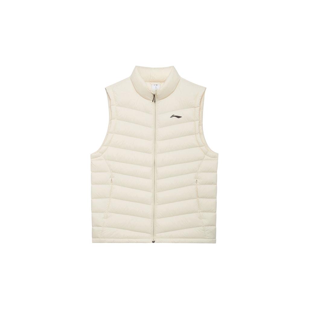 Li-Ning Fitness Series Solid Color Stitched Down Vest Men Outerwear Swan-White AMRS005-2