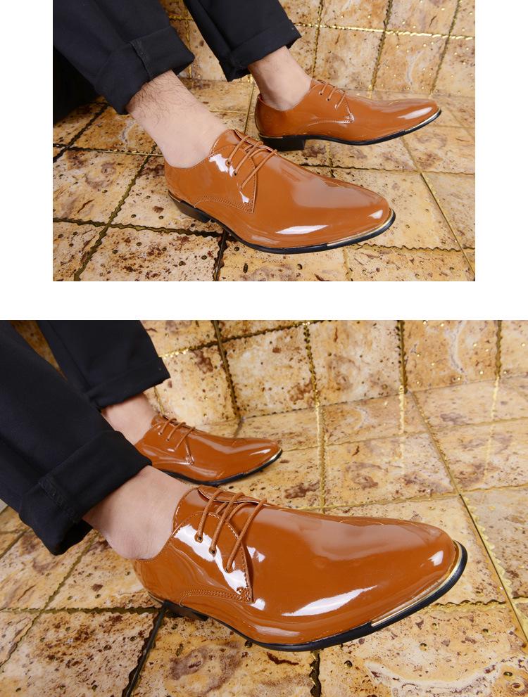 Retro Britse Heren Business Casual Lakleren Veterschoenen, Grote Maat 48