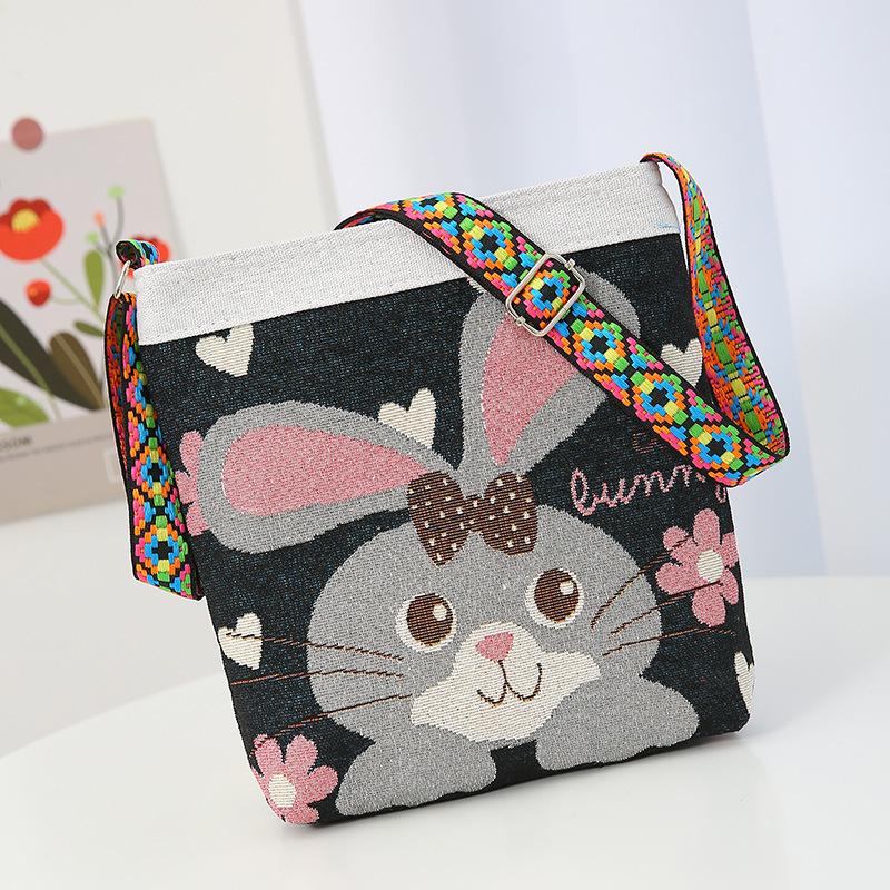 New embroidered messenger bag elephant owl pattern cloth bag going shopping carry-on bag