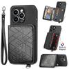 Geometric Wallet Phone Case For Iphone 13 Pro Max Black