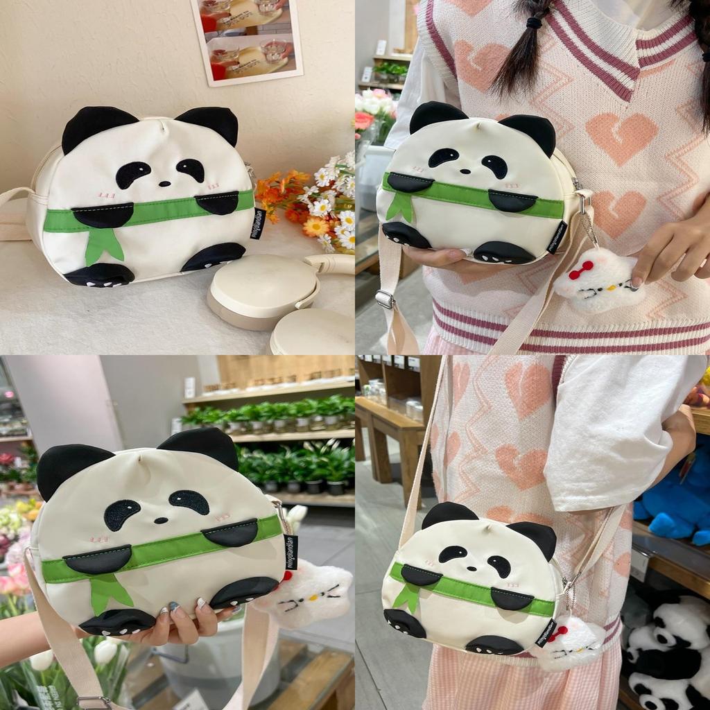 Panda Cartoon Small Shoulder Bag With Nylon Material For Daily Casual Use