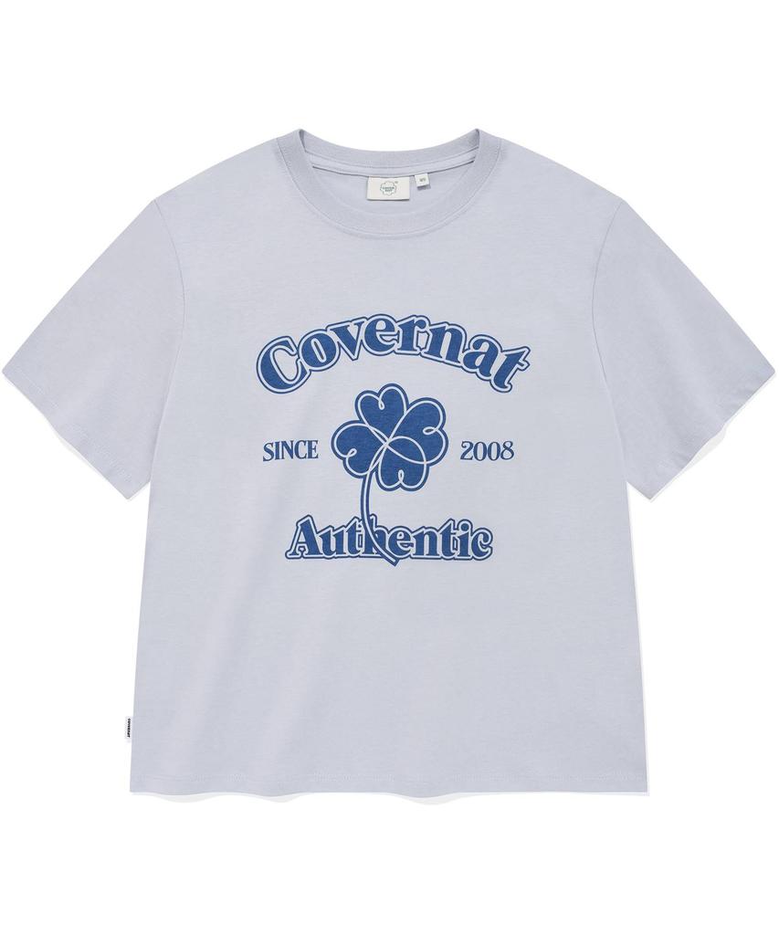 COVERNAT WOMAN Arch Clover Heart T-Shirt Light Blue