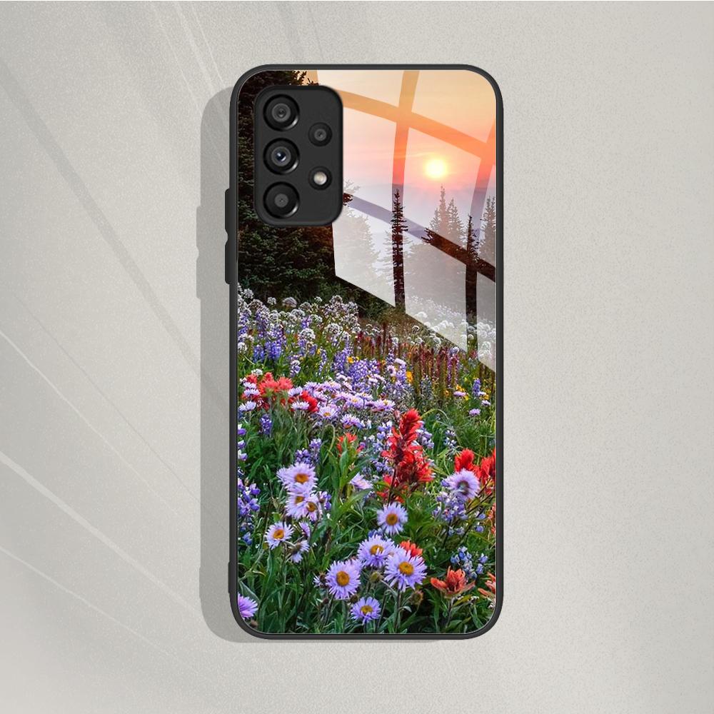 Case For Samsung Galaxy A72 Painted Tempered Glass Phone Cover For Samsung A72 A 72 5G A726B A725F Cases Silicone Bumper Coque