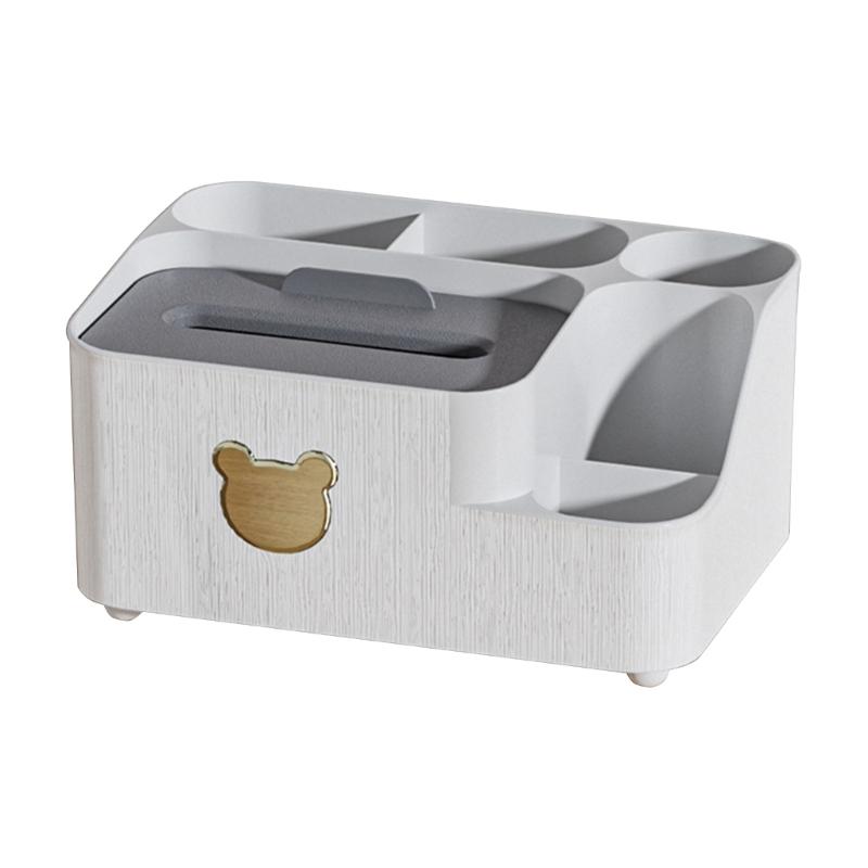 

Desktop Tissue Box Compartment Organize Container Toilet Paper Decoration белый