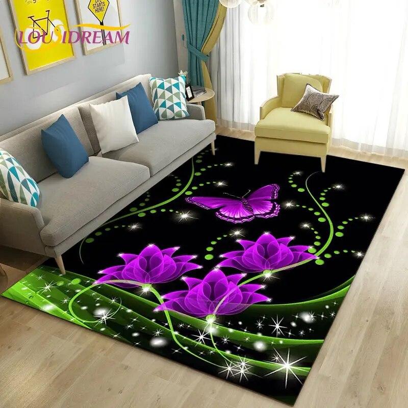European Luxury Flower Rose Leaf Area Rug,Carpet Rug for Living Room Bedroom Sofa Doormat Decoration,Kitchen Non-slip Floor Mat