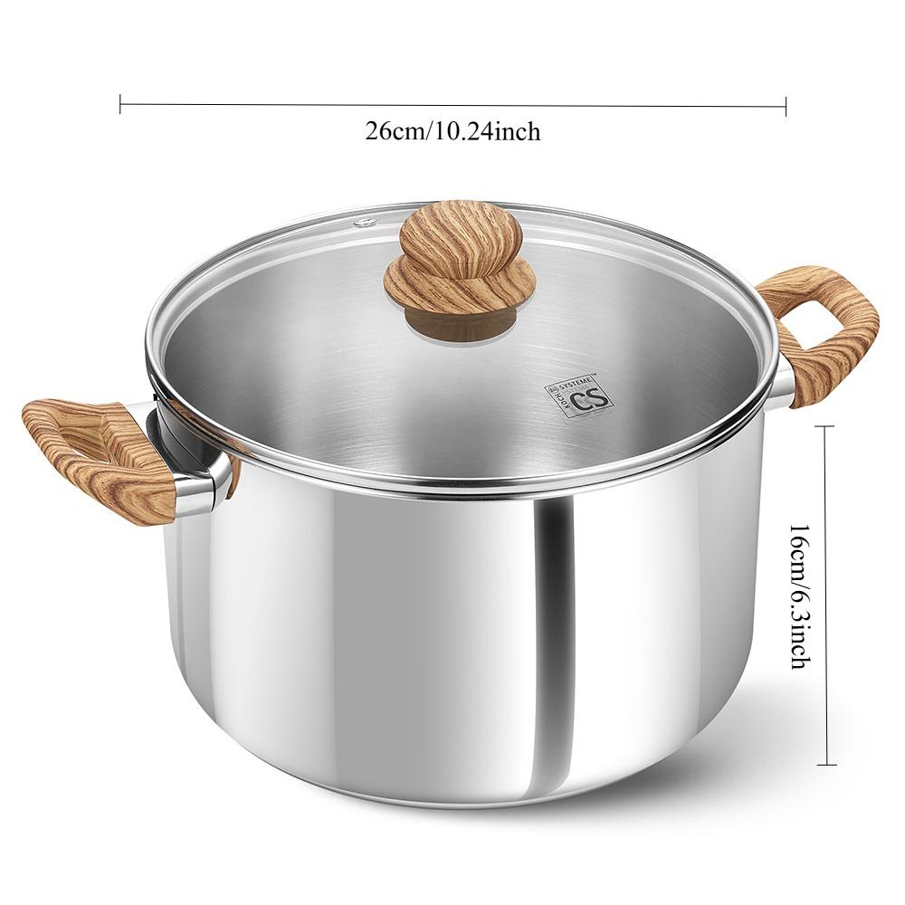 

CSK Stainless Steel Pot 8 Quart Stock Pot with Visible Lid for Soup Pasta Vegetable Double Handle Dishwasher Safe 7.5L