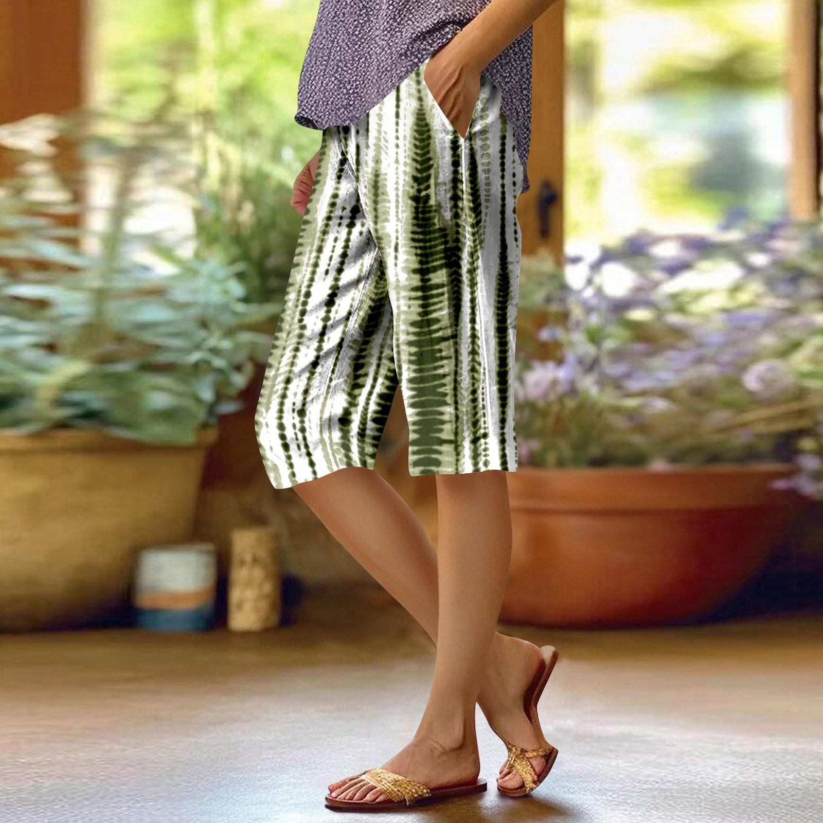 

Женские модные повседневные брюки 5/10 с напечатанным карманом и эластичной талией XL светло-серый