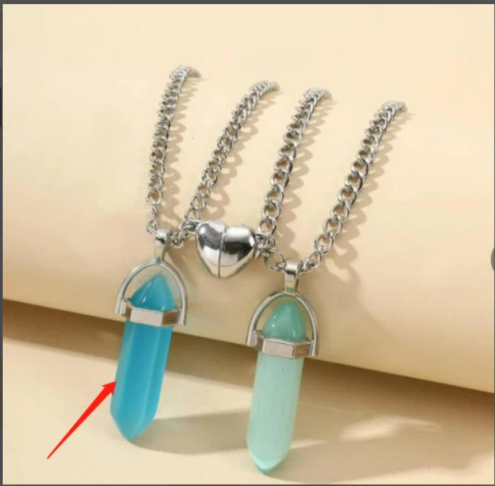 

Магнитное парное ожерелье с подвеской в виде шестиугольной пули из европейского и американского нефрита - натуральный камень, кристалл