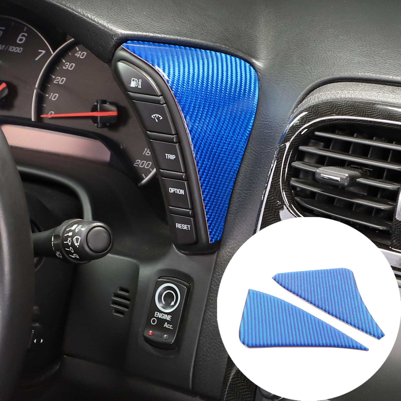 Blue Carbon Fiber Dashboard Side Panel Trim Sticker For Corvette C6 2005-2013