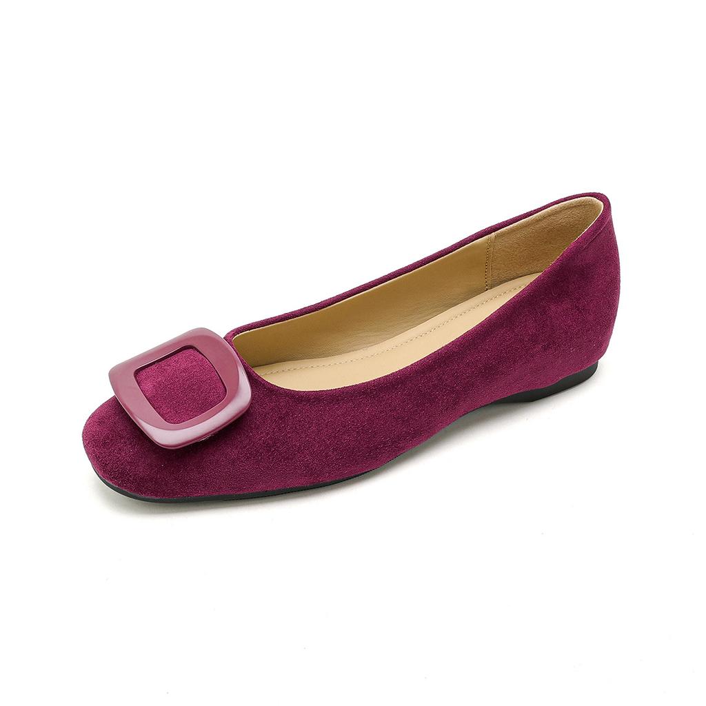 Women's Flats Large Size Elegant Square Button Comfortable Soft Sole Casual Flat Shoes Fashion Simple Versatile Slip On Shoes