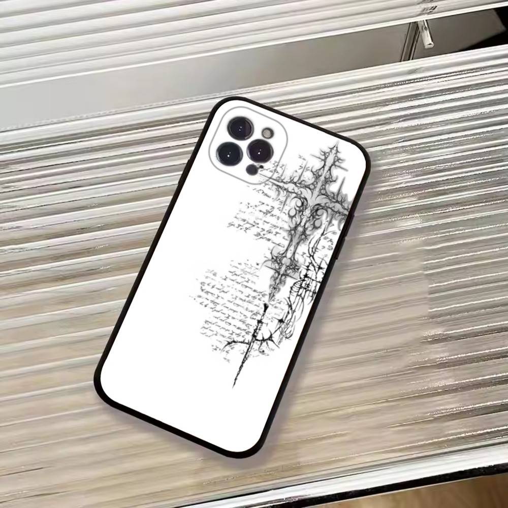 C-Cool Dark Catgothic C-Cross Phone Case For iPhone 17,16,15,14,13,12,11 Plus,Pro Max,XS,Soft Black Cover