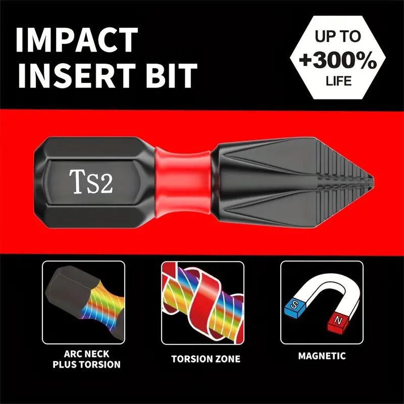 20pcs Anti-slip Cross Screwdriver Set Magnetic S2 Screwdriver Bit 25mm Hex Shank Impact Alloy Drill Bits Multifunctional Tools